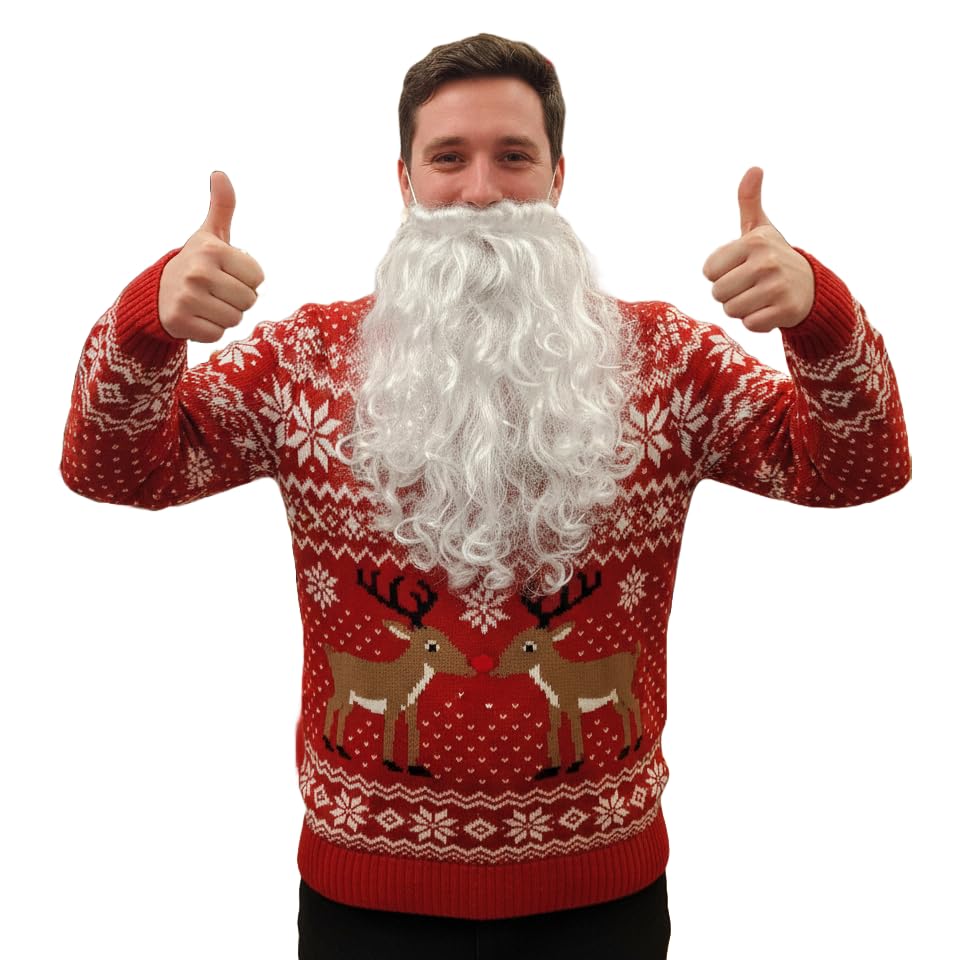 Komonee Christmas Fake Beard White For Xmas Parties Santa Claus Fancy Dress Up Costume High Quality Hair Accessory Outfit Novelty Joke